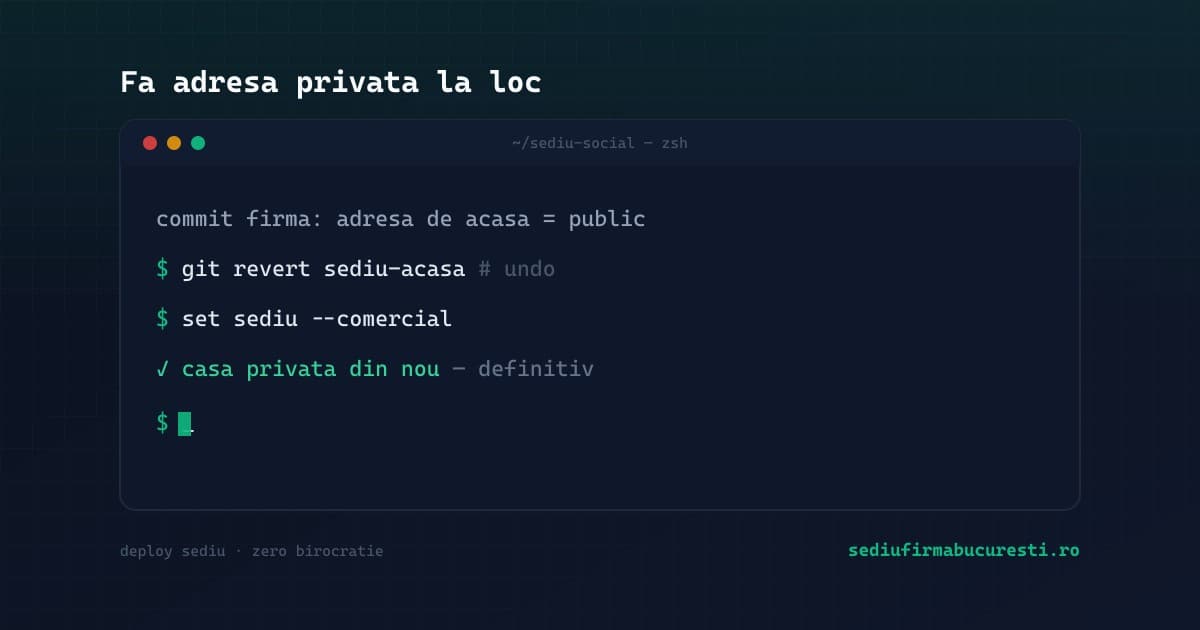 Cum faci adresa firmei privată din nou în 2026 — undo prin mutarea sediului — SediuFirmaBucuresti.ro